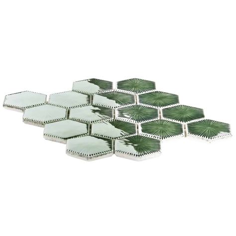 Nabi Deep Emerald Green 3 Mexico Kitchen, Pool Pavers, Outdoor Pavers, Shower Wall Tile, Deep Emerald Green, Bathroom Shower Walls, Tile Trends, Hexagonal Mosaic, Vinyl Tiles