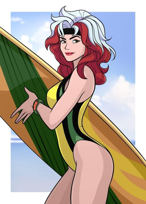 Beach Day Friends, Rogue Comics, Gambit X Men, Xman Marvel, Rogue X Men, Marvel Rogue, Xmen Art, Rogue Gambit, Comic Book Girl