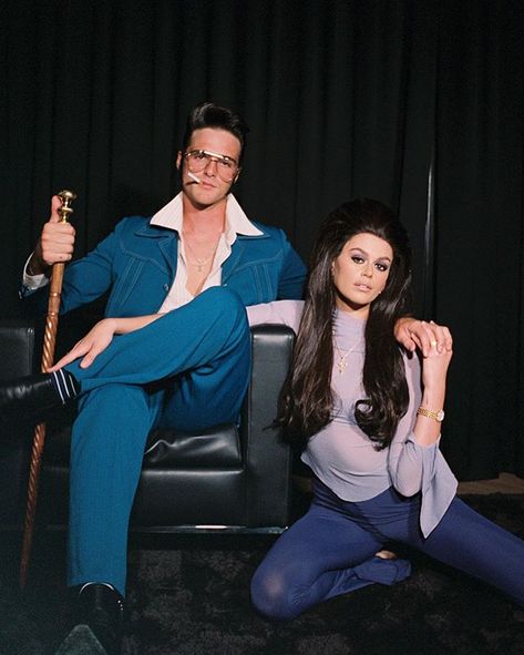 Elvis and Priscilla Presley aka @jacobelordi & @kaiagerber 🎃 Priscilla And Elvis Costume, Elvis Presley And Priscilla Costume, Priscilla Movie Outfits, Elvis And Priscilla Costume, Priscilla Presley Costume, Priscilla Presley Outfits, Elvis And Priscilla Presley, Celebrity Couple Costumes, Movie Duos