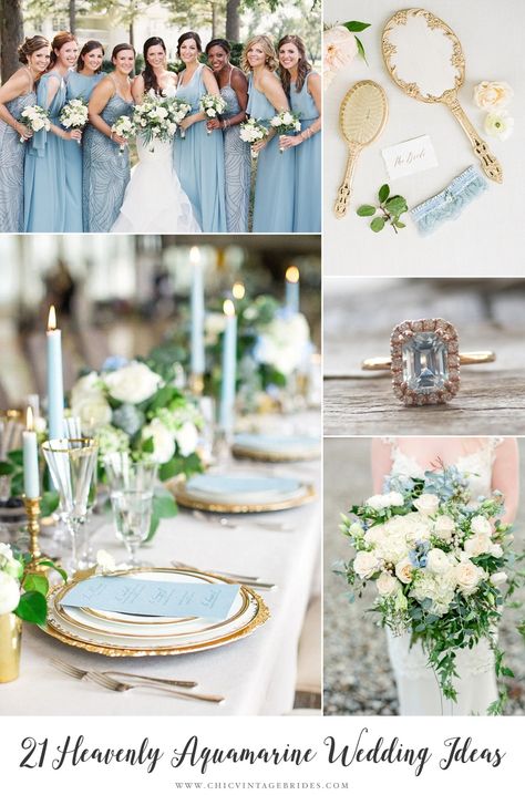 21 Ideas for a Beautiful Aquamarine Wedding Wedding Reception Music, Aquamarine Wedding, Blue Weddings, Reception Tablescapes, Interracial Wedding, Chic Vintage Brides, Aqua Wedding, Wedding Colours, Wedding Playlist