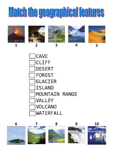 Ejercicio de Math geographical features Geographical Features Worksheet, Informational Text Features, Text Features Worksheet, Sequence And Series, Study Craft, Instructional Materials, Geographical Features, Text Dependent Questions, Nonfiction Text Features