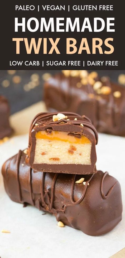 Paleo Snacks Easy, Paleo Candy, Paleo Slow Cooker Recipes, Homemade Twix Bars, Homemade Candy Recipes, Twix Bars, Vegan Candy, Twix Bar, Healthy Candy