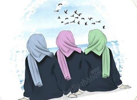 Frnds Pic Dp, 3 Friends Dp, Hijab Cartoon Wallpaper, Cute Hijab Cartoon, Sister Wallpaper, Cute Hijab Cartoon Wallpaper, Sisters Drawing, Cartoons Dp, Friends Cartoon