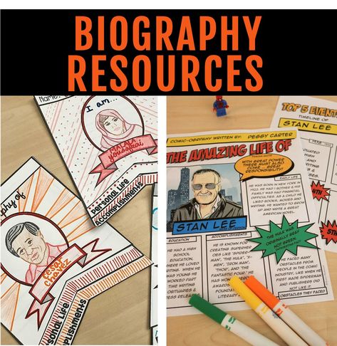 Biography Resources for the Classroom Biography Anchor Chart, Biography Project Ideas, Biographies Anchor Chart, Biography Project Elementary, Biography Poster, Biography Lesson, Biography Book Report, Reading Strategies Anchor Charts, Ed Activities