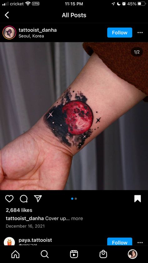 Blood Moon Tattoo, Blood Moon, Moon Tattoo, Triangle Tattoo, Geometric Tattoo, Watercolor Tattoo, Tattoo Designs, Cupcake, Tattoo Ideas