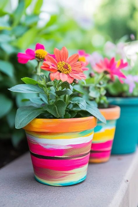 "Transform simple pots into works of art with DIY Painted Terra Cotta Pots! 🎨🪴 Ideal for adding personality and color to your indoor or outdoor garden. 🌿✨ #DIYDecor #TerraCottaPots #PlantInspiration" Tree Pot Painting, Upcycle Terracotta Pots, Diy Painting Terra Cotta Pots, Painted Flower Pots Aesthetic, Painted Terra Cotta Pots Ideas Diy, Painted Pots Diy Creative, Painted Plant Pots Terra Cotta, Pots Painting Ideas, Painting Plant Pots Ideas