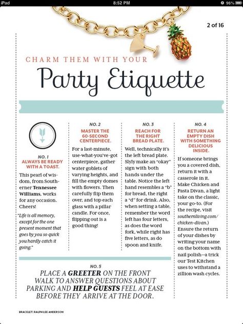 Party Etiquette charmetiquette.com Dinner Party Etiquette, Proper Edicate, Dinning Etiquette, Miss Manners, Party Etiquette, Manners And Etiquette, Etiquette Classes, Ettiquette For A Lady, Mind Your Manners