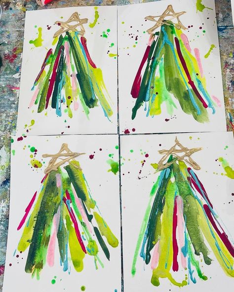 Christmas Ornament Canvas Painting, Advent Projects For Kids, Diy Christmas Paintings On Canvas, Christmas Abstract Art, Christmas Tent, Squeegee Painting, Church Painting, Textured Paint, Christmas Arts And Crafts