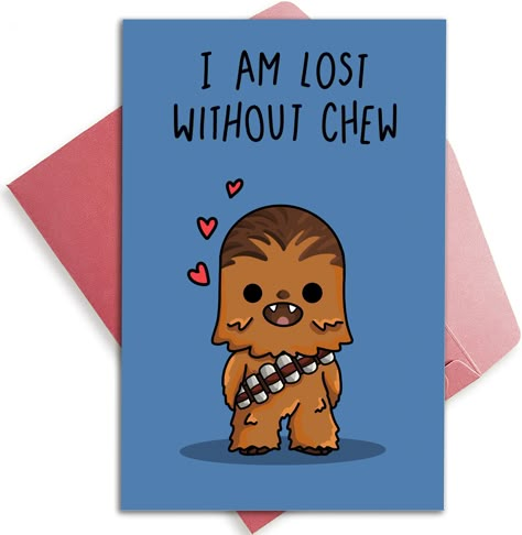 Star Wars Postcard, Star Wars Anniversary Card, Starwars Valentines Ideas, Star Wars Valentines Cards, Starwars Valentines, Long Distance Letters, Diy Star Wars Gifts, Starwars Valentines Cards, Star Wars Puns