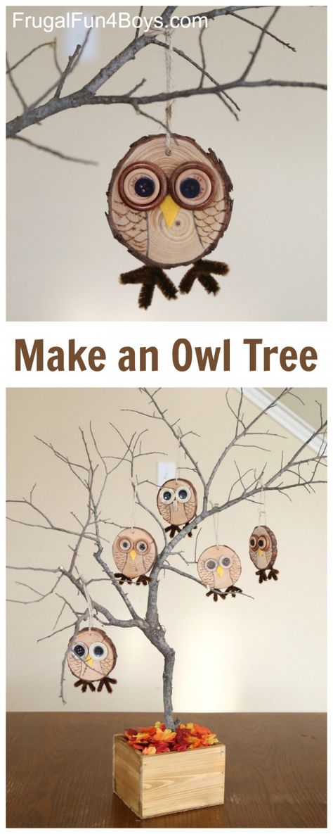 How to make a wood slice owl Tre Kunst, Owl Craft, Fun Fall Crafts, Owl Tree, Wood Slice Crafts, Owl Crafts, Owl Ornament, Fall Craft, Autumn Crafts