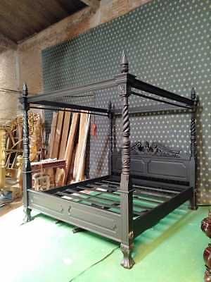 Gothic Bed Twin, Antique Inspired Bed, Cottage Goth Bed, Iron Bed Frame With Canopy, Spiky Bed Frame, 4 Poster Bed Grey, Metal Victorian Bed, Black Cast Iron Bed Bedrooms, Black Wood Post Bed