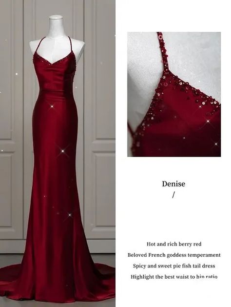 This elegant Red Dress is perfect for making a statement at any special occasion Elegant Dark Red Prom Dress, Red Evening Gowns Elegant Classy, Old Hollywood Prom Dresses Red, Crimson Dress Formal, Burgundy Ball Dress, Wine Red Dress Formal, Red Long Dress Aesthetic, Red Gala Dresses Elegant, Deep Red Prom Dress Burgundy