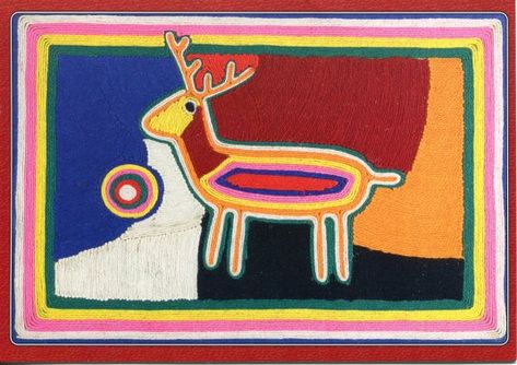 Mexican Yarn Painting, Huichol Yarn Painting, Goat Paintings, Yarn Painting, Huichol Art, Mexican Culture, Fun Diy Crafts, Historical Events, Teaching Art