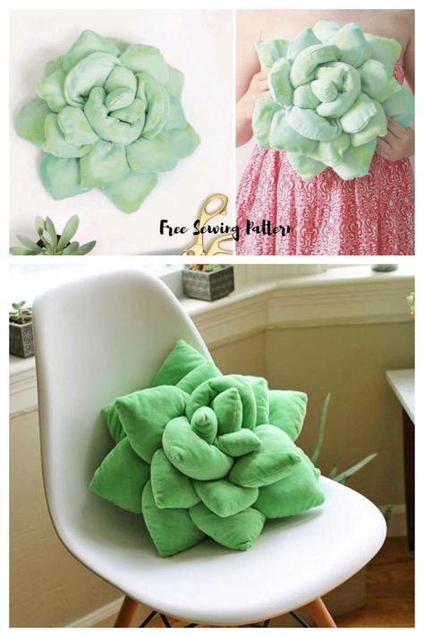 DIY Fabric Succulent Pillow Free Sewing Patterns | Fabric Art DIY Fabric Cactus Pattern, Diy Cactus Pillow Patterns, Succulent Cushion Diy, Sewing Projects Organization, Succulent Pillows Diy, Succulent Sewing Pattern, Succulent Cushion Pattern, Fun Free Sewing Patterns, Tiny Pillows Diy