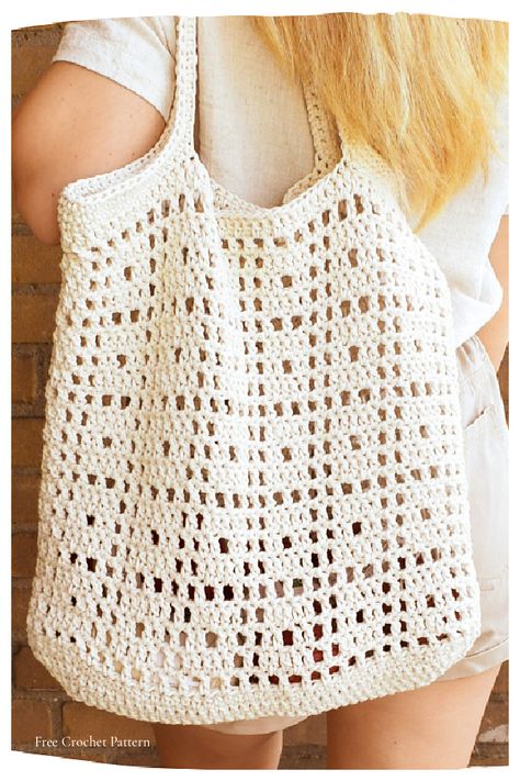 Mesh Market Bag Free Crochet Patterns - DIY Magazine Crochet Tote Pattern, Tote Crochet, Crochet Beach Bags, Crochet Bottoms, Free Crochet Bag, Crochet Market, Confection Au Crochet, Handbags Patterns, Crochet Bag Pattern Free