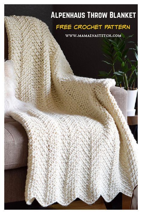 Chunky Crochet Throw Blanket, Chunky Crochet Throw, Quick Crochet Blanket, Moss Stitch Pattern, Crochet Throws, Crochet Throw Pattern, Crocheted Afghans, Throw Blanket Pattern, Crochet Blanket Pattern Easy