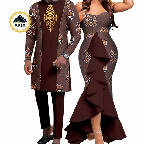 Stylish Matching African Outfits Couples | Matching African Attire Couples - African - Aliexpress Couple Traditional Outfits African, Couple Fashion Matching, Traditional Outfits African, Couples Outfits Matching, Clothes For Wedding, Latest African Wear For Men, African Couple, Couples African Outfits, African Wear For Men