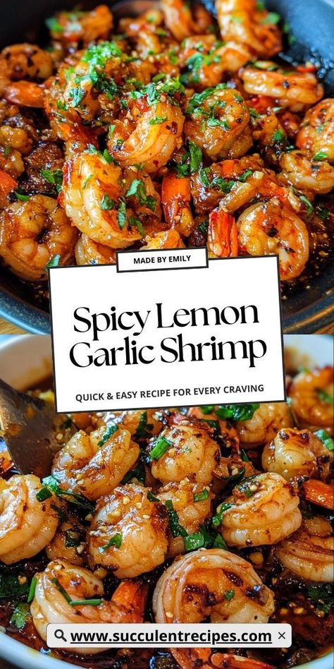 Sautéed to perfection with a kick of spice and a burst of lemon, this Spicy Lemon Garlic Shrimp is an irresistible dish ready in minutes! Shrimp Recipes Pineapple, Sauteed Shrimp Recipes Healthy, Lemon Grass Shrimp Recipe, Spiced Shrimp Recipes, Clean Eating Shrimp Recipes For Dinner, Easy Keto Shrimp Dinner, Shrimp Spicy Recipes, Thai Garlic Shrimp, Shrimp And Sausage Recipes Keto