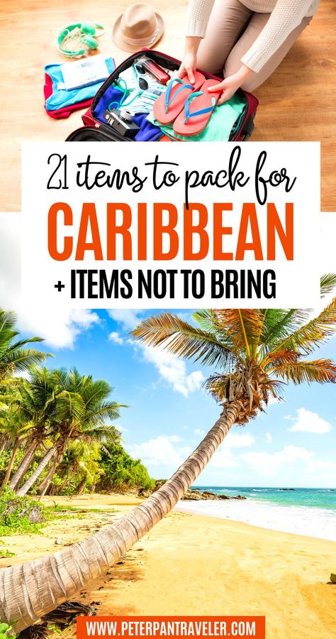 21 Items to Pack for Caribbean + Items not to Bring Packing For Tropical Vacation Beach, Barbados Vacation Packing List, Packing List For Carribean Vacation, Carribean Vacation Packing List, Packing For Carribean Vacation, Pack List For Beach Vacation, Bahama Packing List, Island Vacation Packing List, Packing For Barbados