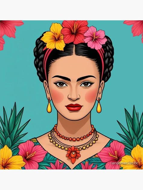 Frida Kahlo inspired portrait / illustration Frida Kahlo Drawing Simple, Freda Calo, Frida Kahlo Drawing, Painting Frida Kahlo, Frida Kahlo Cartoon, Frida Kahlo Illustration, Frida Kahlo Paintings, Coquille St Jacques, Frida Kahlo Portraits