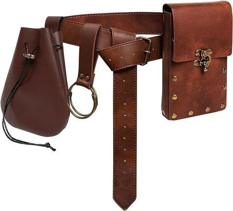 Amazon.com | Retro Belt Pouch Waist Bag Womens Fanny Pack Cellphone Holder Steampunk Mens Medieval Renaissance Purse Costume Accessories (Tri-Brown) | Waist Packs Diy Belt Bag, Steampunk Waist Bag, Hip Bag Pattern, Steampunk Medieval, Viking Belt, Medieval Belt, Cellphone Holder, Leather Waist Bag, Waist Pouch