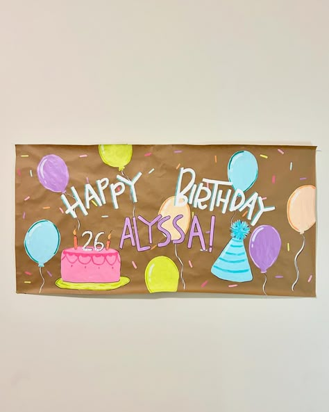 HBD Alyssa💜🤪🎉 #bannerpainting #banner #birthdaybanner Diy Birthday Sign, Happy Birthday Painting, Birthday Poster Diy, 70th Birthday Party Ideas, Grandmas Birthday, Painted Banners, 4th Birthday Boys, Diy Birthday Banner, Birthday Painting