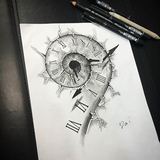 Tattoo For Life, Time Piece Tattoo, Clock Drawing, Clock Drawings, Clock Tattoo Design, Watch Tattoos, Sketch Tattoo Design, Clock Tattoo, Bad Tattoos