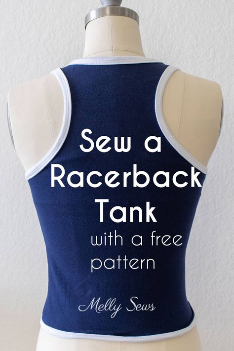 Sew A Racerback Tank Top - Free Pattern and Video Tutorial - Melly Sews Sewing Tank Top, Tank Top Tutorial, Tank Top Sewing, Top Pattern Sewing, Tank Top Sewing Pattern, Circle Skirt Tutorial, Melly Sews, Summer Tanks, Diy Slippers