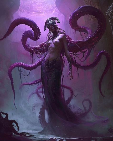 Medusa Pictures, Elder Gods, Lovecraft Monsters, Female Monster, Monster Girls, Dnd Monsters, Occult Art, Alien Concept Art, Warhammer 40k Artwork