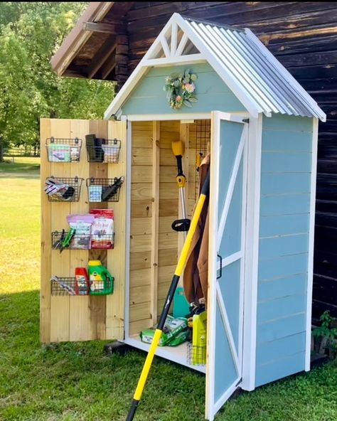 Garden Shed Ideas Diy Small Shed For Garden Tools, Small Gardening Shed, Garden Tool Shed Outdoor Storage, Storage Shed Interiors, Small Sheds Ideas Backyard, Garden Tool Storage Shed, Diy Garden Shed Ideas, Small Shed Storage Ideas, How To Build A Shed Cheap Easy Diy