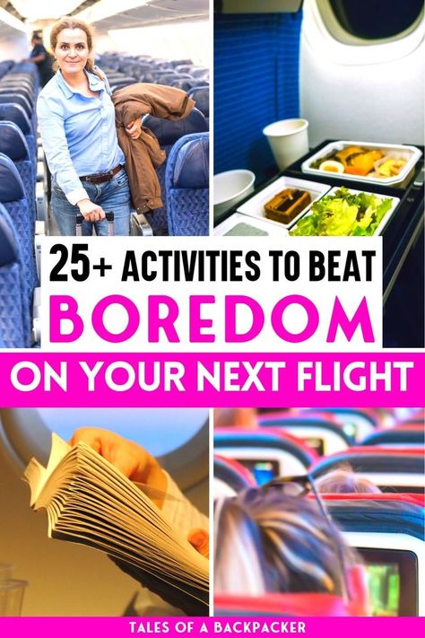 Tips for Flying: Looking for ideas for things to do on a plane? Being on a plane for a long time can be boring, but after taking flights all over the world I've had plenty of practice at finding things to do on long flights! Check out these ideas for what to do on a flight that will keep you entertained - or at the very least to help pass the time on the plane without going stir crazy! #traveltips #frequentflyer Things To Do On A Plane, Tips For Flying, Travel Hacks Packing, Winter Travel Outfit, What To Do When Bored, Backpacking Trip, On The Plane, Activities For Adults, Long Flights