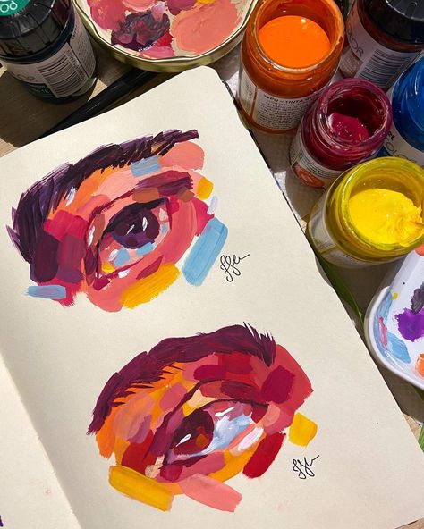 Ap Studio Art Sketchbook, Paint With Me Aesthetic, Gouache Pop Art, Trippy Gouache Painting, Watercolor Colored Pencil Art, How To Paint Gouache, Painting Guash, Guache Art Gouache Painting Aesthetic, Acrylic Painting Sketchbook