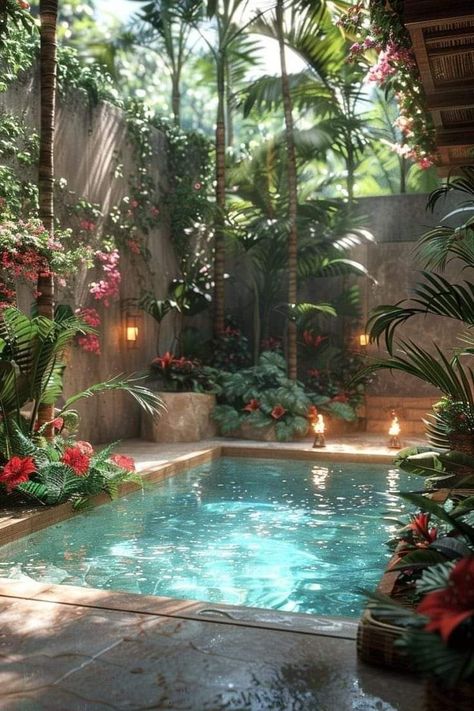 Victorian Backyard, Small Pool Design Ideas, Unique Landscaping, Pool Balcony, Backyard Pool Design, Tiny Backyard, Pool Design Ideas, Mini Pool, Small Pool Design