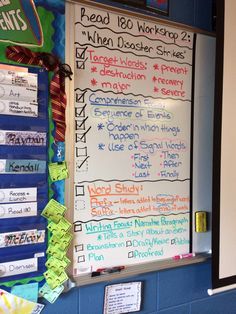 Read 180 Workshop student reminder board to refer to throughout the workshop. I made posters like it to hang up in my classroom after our workshop is done and I wipe the whiteboard clean.  The solid boxes with checkmarks help with pacing and showing progression through the workshop. The dashed boxes are for checkpoints/conferences with students. Classroom Organization Middle School, Study Checklist, Middle School Classroom Organization, Farmhouse Living Room Makeover, System 44, Safari Classroom, Ela Anchor Charts, Intervention Classroom, Read 180