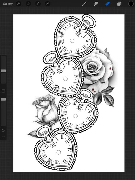 4 clock heart rose tattoo design drawing | Watch tattoo design, Pocket watch tattoo design, Butterfly tattoo stencil Heart Stop Watch Tattoo For Women, Clock Tattoo Design Traditional, Heart And Rose Tattoo Design, Heart Shaped Clock Drawing, Heart Watch Tattoo, Heart Time Clock Tattoo, Two Clocks Tattoo Design, Heart Shape Clock Tattoo Design, Hearts And Roses Tattoo