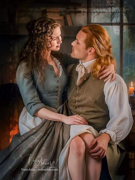 Claire And Jamie Fanart, Outlander Tattoos, Outlander Artwork, Outlander Series Sam Heughan, Jaime And Claire, Variety Art, Claire Beauchamp, Love You Quotes For Him Husband, Jamie Outlander