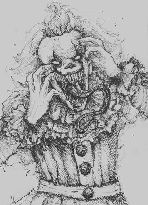 Disturbing Drawings, Creepy Sketches, Horror Drawing, Scary Drawings, Clown Horror, Pennywise The Dancing Clown, Creepy Drawings, It 2017, Halloween Drawings