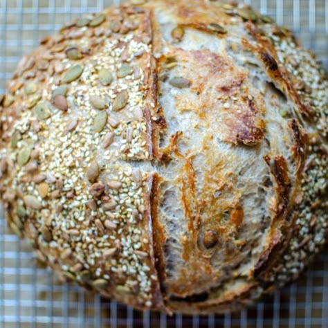 Seeded Multigrain Sourdough Bread Recipe - Wholegrain Sourdough Bread Recipe, Seeded Multigrain Sourdough Bread, Multi Seed Sourdough Bread, Sourdough Seeded Bread, Sourdough Seed Bread Recipe, Whole Grain Sourdough Recipes, Seedy Sourdough Bread, Multi Grain Sourdough Bread Recipe, Sourdough Multigrain Bread