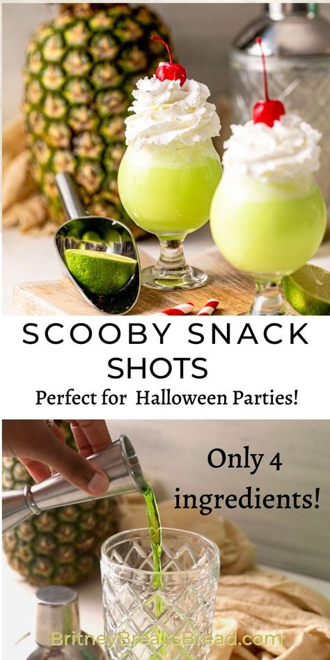 scooby snack shots in a shot glass Scooby Doo Drink, Scooby Doo Snack Shots, Scooby Doo Themed Drinks, Specialty Shots Recipe, Scooby Shots, Scooby Snack Shot Recipes, Scooby Snack Drink Recipe, Scooby Snacks Recipe, Scooby Doo Shot