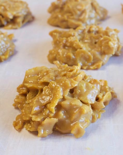 Corn Flake Peanut Butter Chews - My Country Table Peanut Butter Cornflake Cookies, Peanut Butter Chews, My Country Table, Cornflake Cookies, Corn Flake, Happiest Season, Buttered Corn, Country Table, Christmas Candy Recipes