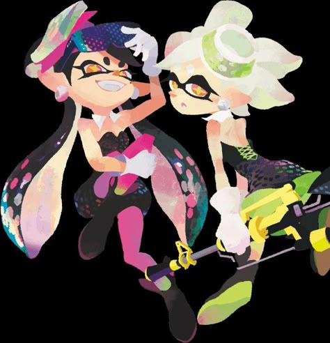 Splatoon Art Style, Squid Sisters Splatoon, Splatoon Reference, Marie Splatoon, Sister Art, Splatoon Idols, Callie And Marie, Squid Sisters, Splatoon Art