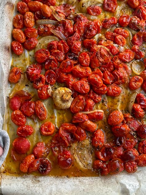 Roasted Tomato And Garlic, Cherry Tomato Pasta Sauce, Oven Roasted Cherry Tomatoes, Balsamic Pasta, Pasta Sauce Recipes Tomato, Garlic Pasta Recipe, Tomatoes Dinner, Roasted Grape Tomatoes, Garlic Pasta Sauce