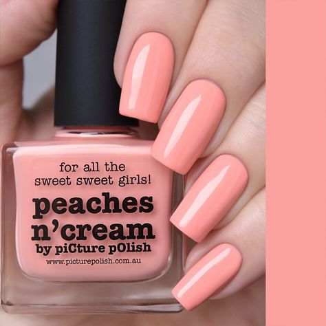 Peach Colored Nails, Cream Nail Polish, Peach Nail Polish, Tropical Vacation Nails, Cream Nail, Angel Nails, Natural Nail Art, Peach Nails, Peach Colour