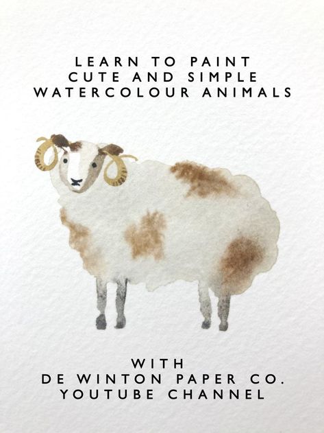 Cute and fluffy sheep illustration | Watercolor art lessons, Watercolor painting techniques, Watercolor paintings tutorials Simple Things To Watercolor, Watercolour Animals Simple, Watercolor Animals Easy How To Paint, Watercolor Sheep Easy, How To Watercolor On Canvas, Make Your Own Watercolor Paint, Watercolor Art Templates, How To Watercolor Animals, Learn To Watercolor