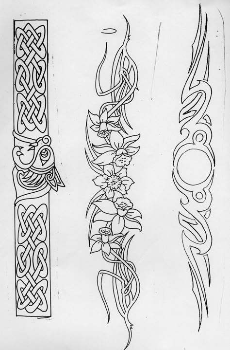 Celtic Patterns - flower one for belt? Wolf Beast, Arte Viking, Tattoo Band, Celtic Artwork, Celtic Band, Armband Tattoos, Band Tattoo Designs, Band Tattoos, Leather Tooling Patterns