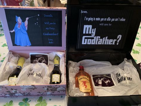 Asking People To Be Godparents, Godfather Box Ideas, Will You Be The Godparents, Godfather Asking Ideas, Would You Like To Be My Godparents Ideas, Asking To Be A Godparent, Asking Friends To Be Godparents, How To Ask Godparents Ideas Diy, Will You Be My Godparents Proposal Diy