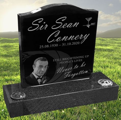 Almost a year since Sir Sean Connery passed. Design your own Memorial on our website..... https://www.forevershining.com.au/design/html5/ #monuments #memorials #forevershining #forevershining #lovedones#lovedones #headstone #plaques #laseretching #cemetery #cemeteryart #remember #tribute #memories #rockinghamcemetery #fremantlecemetery #baldiviscemetery #karrakattacemetery #guildfordcemetery #midlandcemetery #fullmonuments #beautifulmemories #grave #gravestone #007 #jamesbond #seanconnery Famous Tombstones, Grave Monuments, Tombstone Designs, Cemetery Monuments, Grave Stones, Famous Graves, Cemetery Art, Public Sculpture, Grave Markers