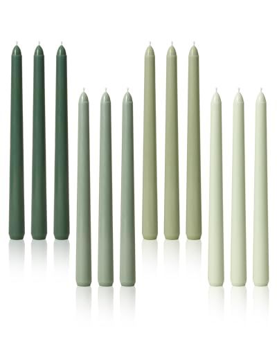 Viyffo 10 Inch Green Taper Candles Set of 12 Unscented Smokeless Long Tall Tapered Candle for Candlesticks Sticks Wedding Advent Home Decor Dinner Christmas Sage Green Candles, Green Candlesticks, Green Taper Candles, Candlesticks Wedding, Diy Wedding Centerpieces, Candle Sticks Wedding, Tapered Candle, Dinner Christmas, Taper Holders