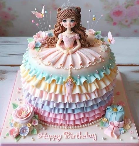 Unicorn Barbie Cake, Baby Cake Design, Unicorn Cake Design, Doll Cake Designs, Cake Barbie, Girly Birthday Cakes, Fairy Birthday Cake, Cake Designs For Girl, Fox Cake