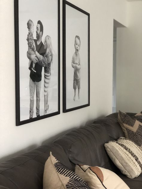 Big Photos On Wall Living Room, Large Family Portraits On Wall, Living Room Portraits, Large Family Pictures, Picture Wall Living Room, Large Family Portraits, Family Pictures On Wall, Big Family Photos, Large Family Photos